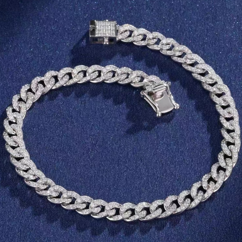 Gioielli tuochen 18K/14k/10k Bracciale cubano oro con diamante/moissanite pietra per uomo