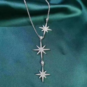 Collana Sterling Silver 925 Star con pietra CZ per ragazze
